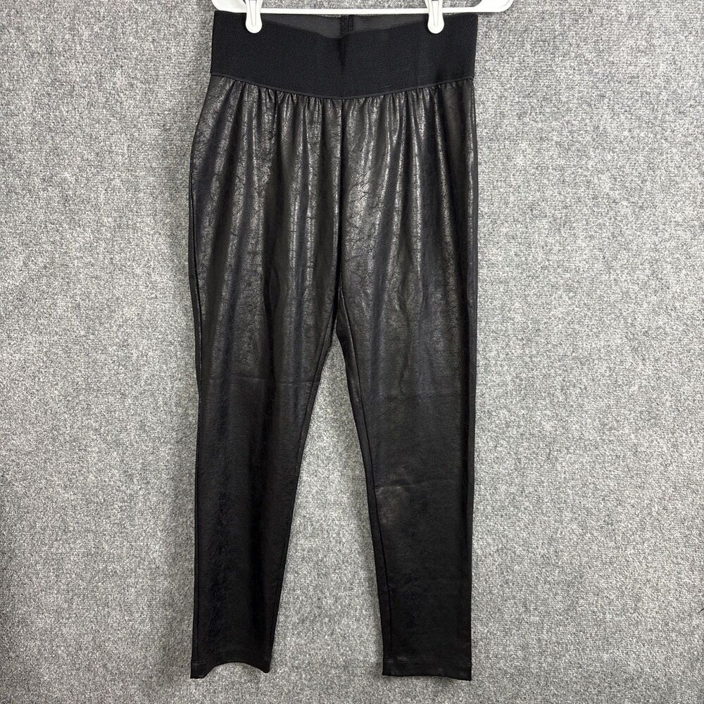 Robert Louis Pants Womens Size L Black Coated Dressy Ankle